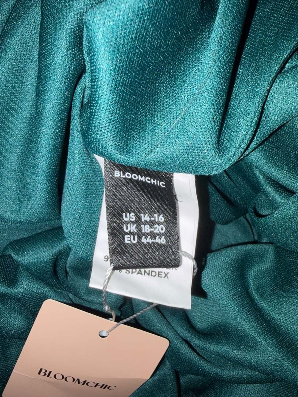 BloomChic Emerald Green Sequin Long Sleeve Wrap Midi Dress - Picture 5 of 5
